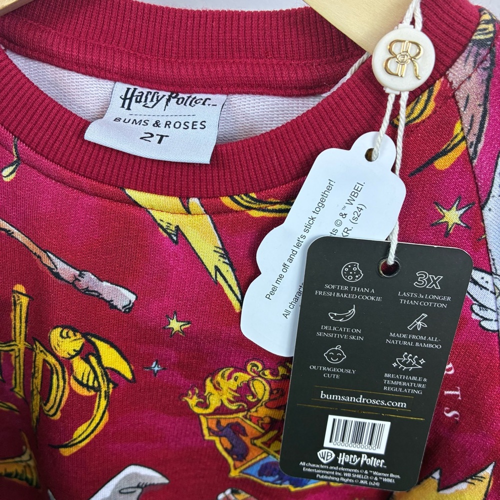 NWT Harry Potter Bums and Roses matching lounge set size 2T - Picture 5 of 9